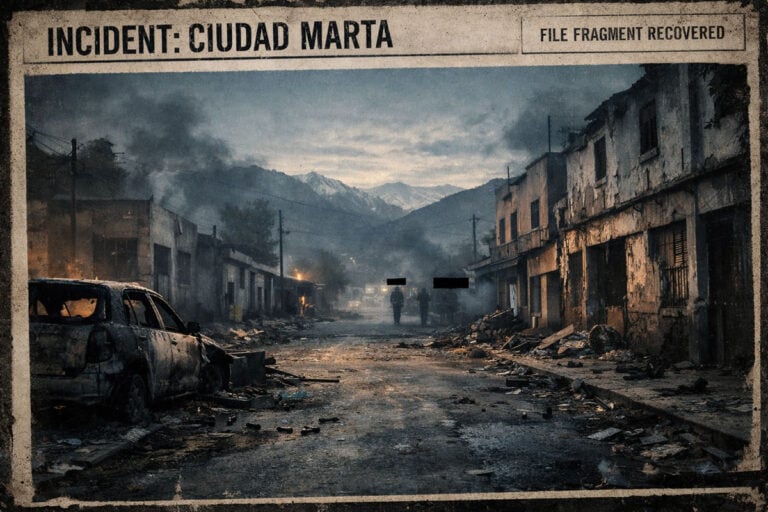 Ciudad Marta Incident file fragment showing a war-damaged border town after fighting between Argentine and Chilean forces in Countdown to Armageddon.